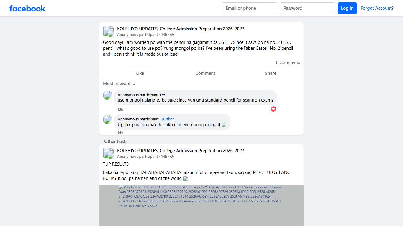 KOLEHIYO UPDATES: College Admission Preparation 2026-2027 Good day! I am worried po with the pencil na gagamitin sa USTET Facebook